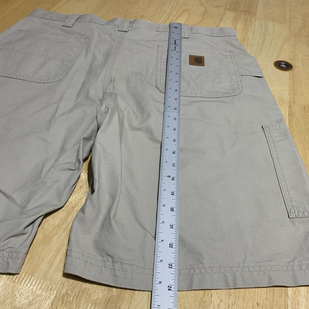 Vintage Carhartt Carpenter Shorts 40x10 B147 Light Tan Cotton Original Fit - Picture 5 of 8